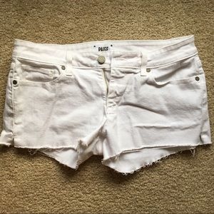 Paige Denim Cutoff White Jean Shorts